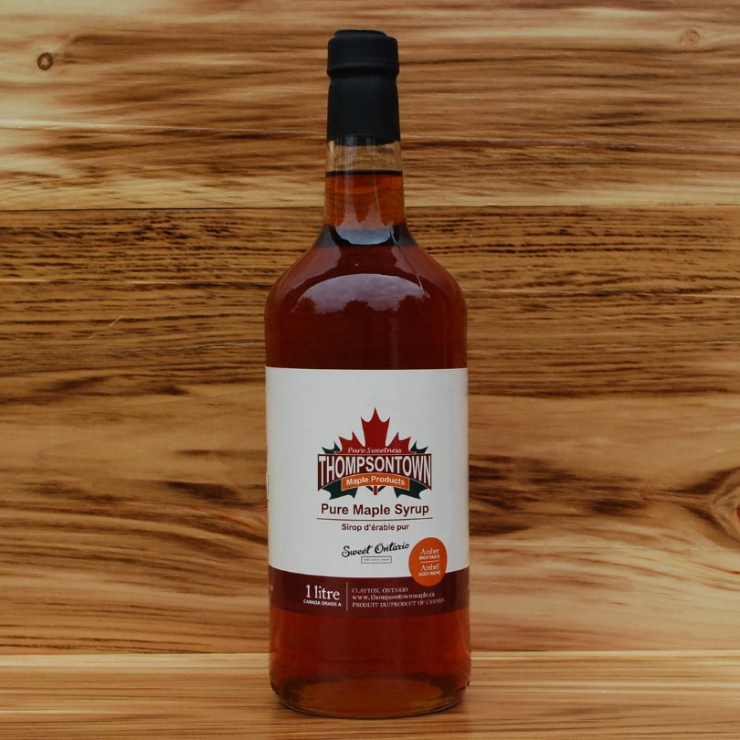 1 Litre Glass Bottle of Thompsontown Pure Maple Syrup-Product of Ontario Canada