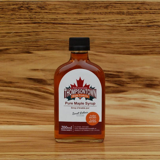 200 mL Glass Flask of Pure Thompsontown Maple Syrup-Product of Ontario Canada