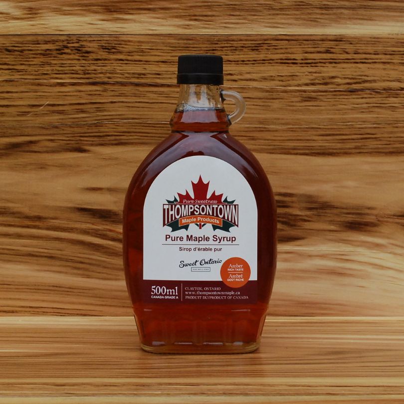 500 mL Glass Bottle of Pure Thompsontown Maple Syrup-Product of Ontario Canada